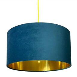 "Rackhams Flint Velvet Lampshade With Gold Lining - 60cm Diameter x 30cm Height / (24"" x 12"")" - thumbnail 2