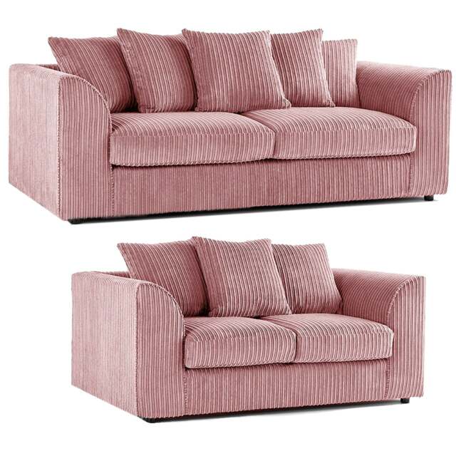 Rackhams Luxor Full Jumbo 3 + 2 Seater Sofa Set - Scatter Back - Pink - image 1