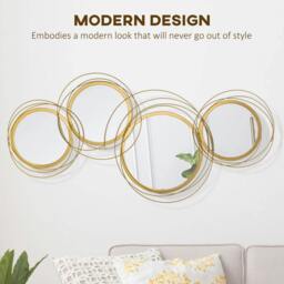 Rackhams Metal Wall Mirrors, 107cm Modern Decorative Gold Mirror Decor Hanging, Home Wall Sculptures for Living Room Bedroom Dining Room - thumbnail 4