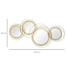 Rackhams Metal Wall Mirrors, 107cm Modern Decorative Gold Mirror Decor Hanging, Home Wall Sculptures for Living Room Bedroom Dining Room - thumbnail 3