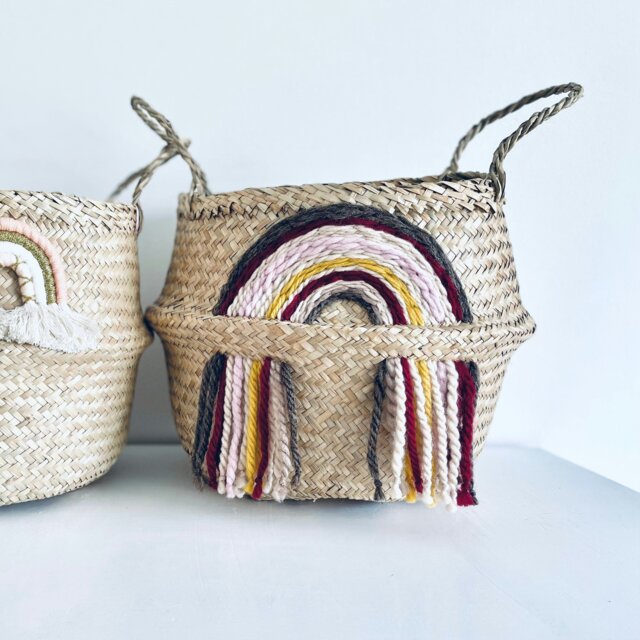 Rackhams Maroon tassel rainbow basket - Large - image 1