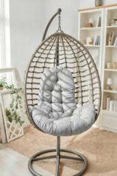 Rackhams Outdoor T-Shaped Egg Chair Cushion Hanging Swing Chair Pad,Light Grey