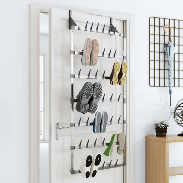 Rackhams Hanging Shoe Rack Silver 66x13x139 cm