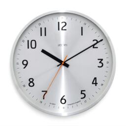 Rackhams Klar Wall Clock Non-Ticking Sweep Metal Case 12/24 Dial Quartz Brushed Metal 40cm - thumbnail 1