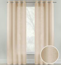 "Rackhams Crete Linen Look Sheer Voile Panel Pair with Eyelet Header - Ideal for Living Rooms & Bedrooms - Natural - 57"" (145cm) Width x 90"" (229cm) Drop"