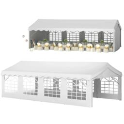 Rackhams 8m x 4m Garden Gazebo Marquee Wedding Shelter Level 4 Wind Protection, White - thumbnail 3