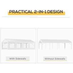 Rackhams 8m x 4m Garden Gazebo Marquee Wedding Shelter Level 4 Wind Protection, White - thumbnail 6