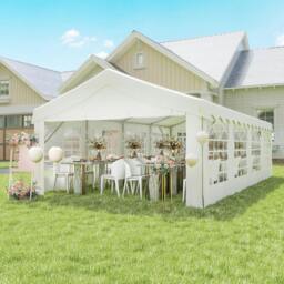 Rackhams 8m x 4m Garden Gazebo Marquee Wedding Shelter Level 4 Wind Protection, White - thumbnail 2