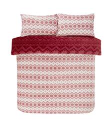 Rackhams Fairisle Flannel Fleece Reversible Duvet - Red - King (220cm x 235cm) - thumbnail 6