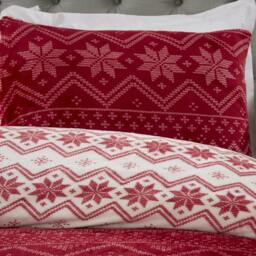 Rackhams Fairisle Flannel Fleece Reversible Duvet - Red - King (220cm x 235cm) - thumbnail 3