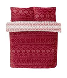 Rackhams Fairisle Flannel Fleece Reversible Duvet - Red - King (220cm x 235cm) - thumbnail 5