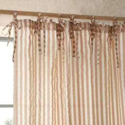 Rackhams Zanzibar Woven Stripe Voile Curtain Panel Clay - 140 x 229 cm - Clay - thumbnail 2