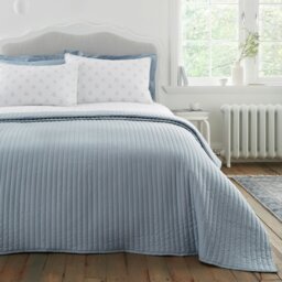 Rackhams Quilted Lines Bedspread Blue - Blue - thumbnail 1
