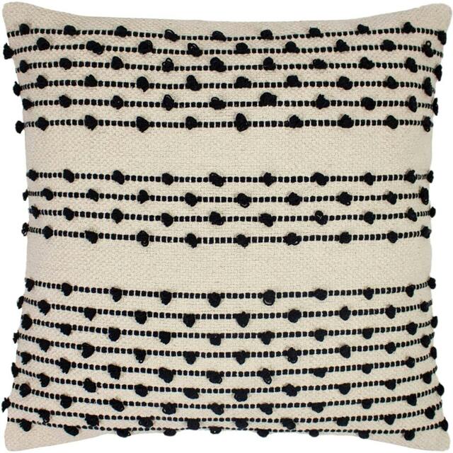 Rackhams Mossa Cushion Cover - Natural/Black - One Size - Natural/Black - 100% Cotton - image 1