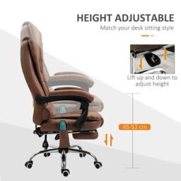 Rackhams Heated 6 Points Vibration Massage Executive Office Chair Adjustable Swivel Ergonomic High Back Desk Chair Recliner with Footrest Brown - thumbnail 5