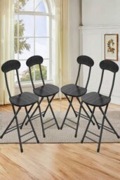 Rackhams 5pcs Folding Table and 4 Chairs Set Indoor Outdoor Bistro Kitchen Dining Set Furniture - Black - thumbnail 4