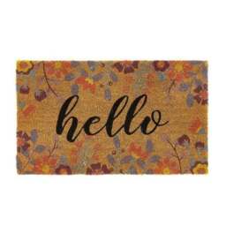 Rackhams Natural Floral Hello Coir Doormat 45x75 cm - thumbnail 1