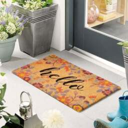 Rackhams Natural Floral Hello Coir Doormat 45x75 cm - thumbnail 2