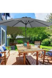 Rackhams 3M Large Rotating Patio Parasol with Cross Base - Dark Grey - One Size