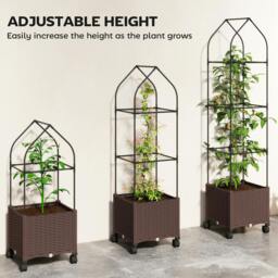 Rackhams Raised Garden Bed Tomato Cage with Trellis, Drainage Holes, Brown - thumbnail 5