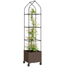 Rackhams Raised Garden Bed Tomato Cage with Trellis, Drainage Holes, Brown - thumbnail 2