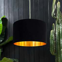 "Rackhams Black Velvet Lampshade With Gold Foil Lining - 60cm Diameter x 30cm Height / (24"" x 12"")" - thumbnail 1