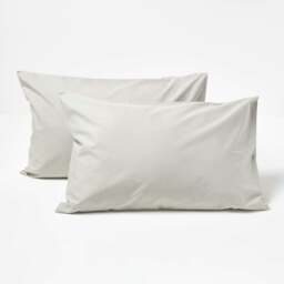 Rackhams Crisp & Cool 200 TC Egyptian Cotton Percale Kids' Pillowcases – 40 x 60 cm, 2 Pack - Grey