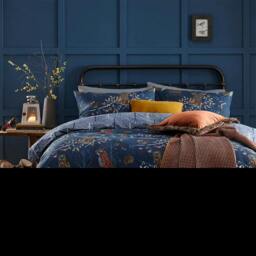 Rackhams Forest Fauna Duvet Cover Set - Navy - Single - Navy - 50% Polyester/50% Cotton - thumbnail 4