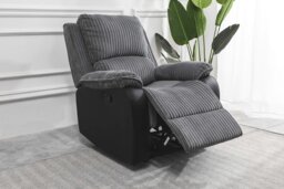 Rackhams Preston Jumbo Cord Manual Recliner Armchair in Grey - Grey - thumbnail 5
