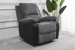 Rackhams Preston Jumbo Cord Manual Recliner Armchair in Grey - Grey - thumbnail 2