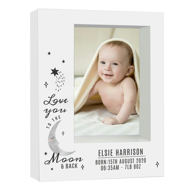 Rackhams Personalised Baby To The Moon and Back 5x7 Box Photo Frame - image 1
