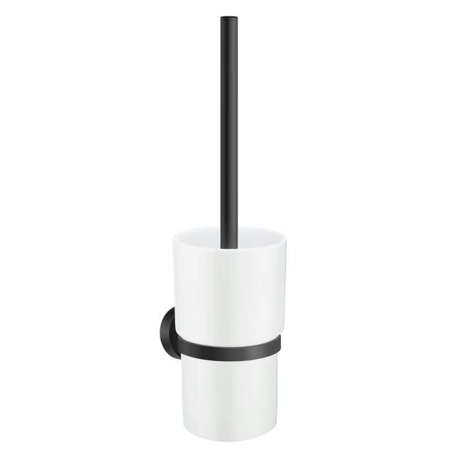 Rackhams Matt Black Toilet Brush and Porcelain Holder