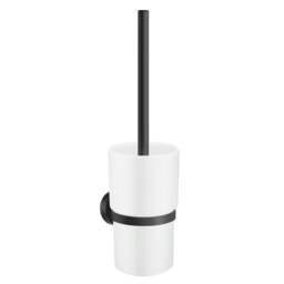 Rackhams Matt Black Toilet Brush and Porcelain Holder