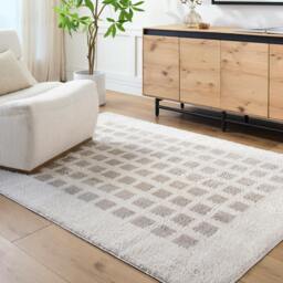 Rackhams Fossay Shag-Washable Beige Grey Modern High Pile Rug - 160 x 213 cm - thumbnail 1