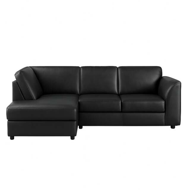 Rackhams Dalmore Leather 4 Seater Corner Sofa - Black - Left Hand Facing - image 1