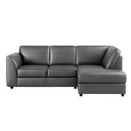 Rackhams Dalmore Leather 4 Seater Corner Sofa - Black - Left Hand Facing - thumbnail 2