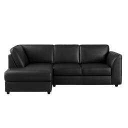 Rackhams Dalmore Leather 4 Seater Corner Sofa - Black - Left Hand Facing