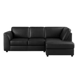 Rackhams Dalmore Leather 4 Seater Corner Sofa - Black - Left Hand Facing - thumbnail 5