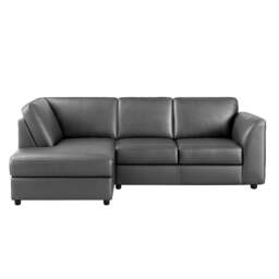 Rackhams Dalmore Leather 4 Seater Corner Sofa - Black - Left Hand Facing - thumbnail 4