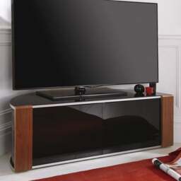 "Rackhams Sirius 1200 Black with Remote Friendly Beam Thru Glass Door and Walnut/Oak Profiles for up to 55"" LCD/Plasma/LED Cabinet TV Stand" - thumbnail 6