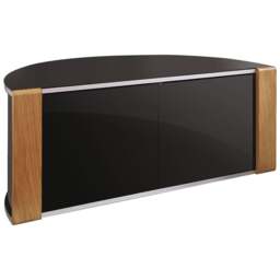 "Rackhams Sirius 1200 Black with Remote Friendly Beam Thru Glass Door and Walnut/Oak Profiles for up to 55"" LCD/Plasma/LED Cabinet TV Stand" - thumbnail 4