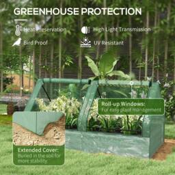 Rackhams Metal Planter Box with Cover, Raised Garden Bed with Greenhouse, for Herbs and Vegetables, Green and Dark Grey - thumbnail 4
