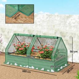 Rackhams Metal Planter Box with Cover, Raised Garden Bed with Greenhouse, for Herbs and Vegetables, Green and Dark Grey - thumbnail 2