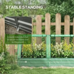 Rackhams Metal Planter Box with Cover, Raised Garden Bed with Greenhouse, for Herbs and Vegetables, Green and Dark Grey - thumbnail 6