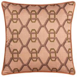 Rackhams Carnaby Satin Chain Geometric Cushion Cover - Pink - 45cm x 45cm - Pink - 100% Polyester