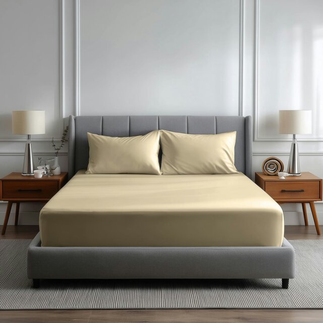 Rackhams Luxury 200TC Soft Touch Fitted Sheet Bed Linen 40cm Extra Deep Skirt - Super King - Cream - image 1
