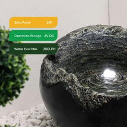 Rackhams Solar Powered Rock Bowl Water Feature with LED Light & Battery Backup – Garden Fountain for Patio, Decking & Outdoor Spaces - thumbnail 6