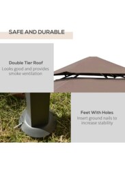 Rackhams Outdoor Double-tier BBQ Gazebo Shelter Grill Canopy Barbecue Tent - 245cm x 148cm x 252cm - Grey - Alloy Steel - thumbnail 5