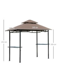 Rackhams Outdoor Double-tier BBQ Gazebo Shelter Grill Canopy Barbecue Tent - 245cm x 148cm x 252cm - Grey - Alloy Steel - thumbnail 4