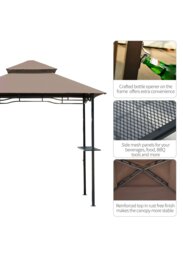 Rackhams Outdoor Double-tier BBQ Gazebo Shelter Grill Canopy Barbecue Tent - 245cm x 148cm x 252cm - Grey - Alloy Steel - thumbnail 6